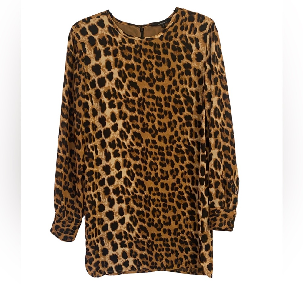 OLIVIACEOUS Leopard Print Dress Lined & Long Sleeve